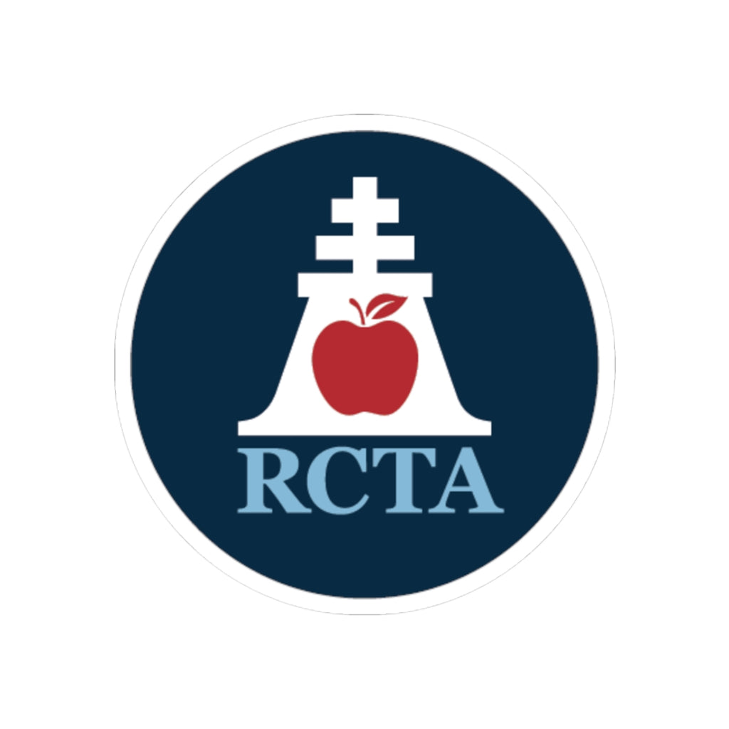 RCTA Logo Sticker — Round Kiss-Cut School Apple Emblem for Laptops & Notebooks