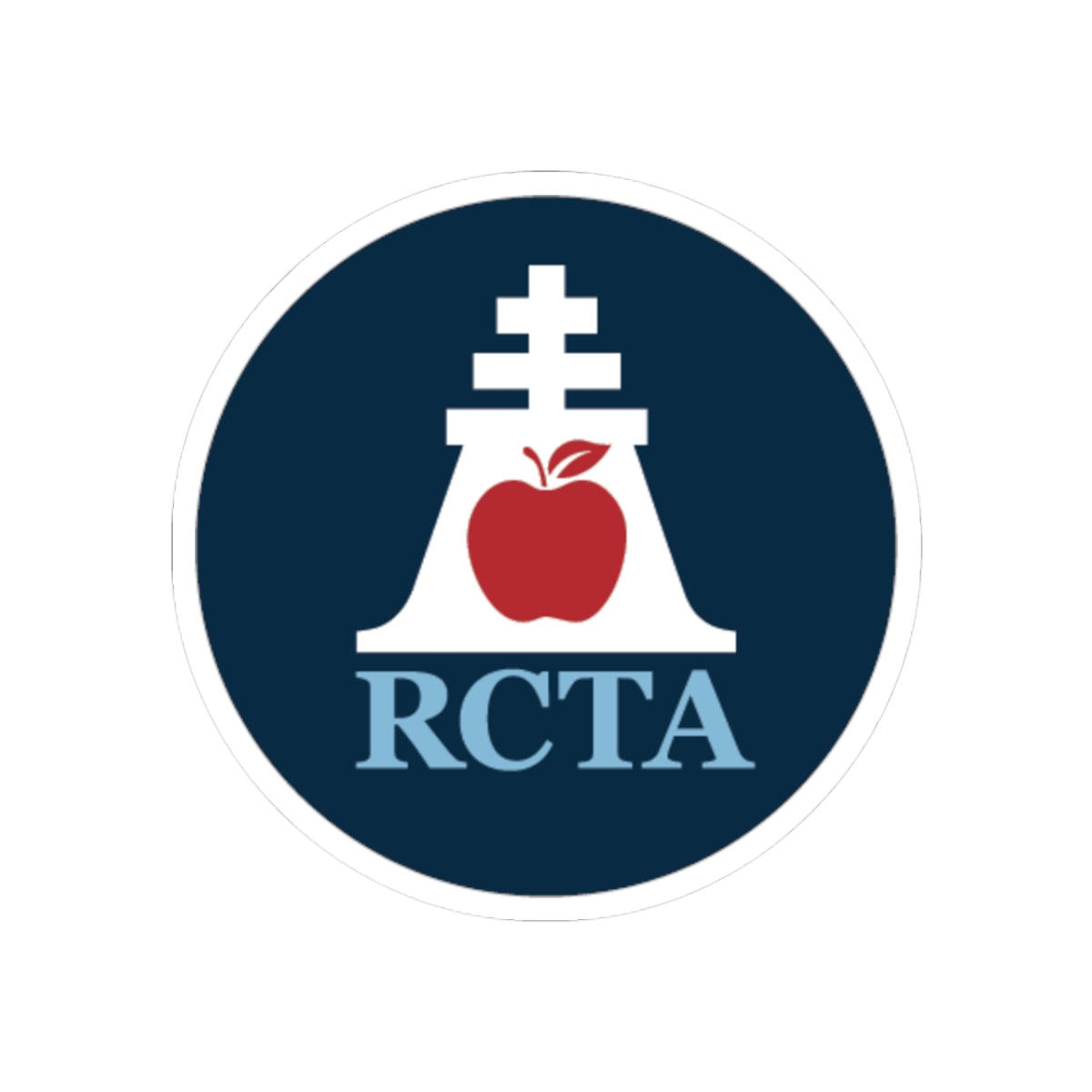 RCTA Logo Sticker — Round Kiss-Cut School Apple Emblem for Laptops & Notebooks